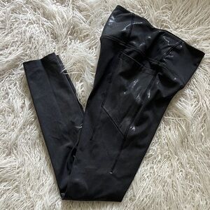 Pink Active USA Black Faux Leather Pants